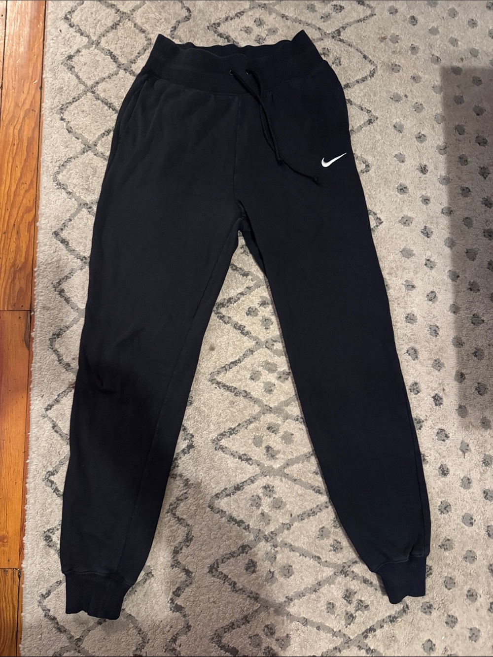 Nike Black Women's Fleece Jogger Pants with Swoosh - Small Tall